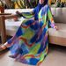 Elegant Muslim Women's Maxi Dress With Belt – Floral Print, Pleated Skirt, High Neck, Long Sleeves – Modest Office & Party Wear (S-XXL)_ecoleips.com