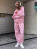 Women's Long Sleeve Stand Collar Two-Piece Set Casual Sportswear Stylish Autumn Winter Outfit_ecoleips.com