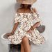 New Casual Off-Shoulder Cross-Border Short-Sleeve Loose Floral Printed Dress_ecoleips.com