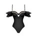 Women's Clothing New Hard Pack Solid Color Ruffles Sexy One Piece Swimsuit_ecoleips.com
