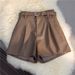 2025s PU Leather For Women Petite 2025 Autumn Winter Veratile High Wait Slimming A-Line Wide Leg Looe Outer Wear Boot_ecoleips.com