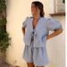 Women's Clothing Summer Lace Up Plaid Top Suit Casual Loose High Waist Wide Leg Pants Women's Short Sleeve_ecoleips.com