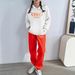 Women's Letter Print Hoodie Set, Long Sleeve Pullover Sweatshirt And Elastic Waist Pants_ecoleips.com