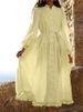 Elegant Single Breasted Ruffles Long Dress Women Retro Solid Flared Sleeve Stand Collar Belt Holiday Dresses Lady 2025 Chic Robe_ecoleips.com