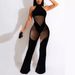 European And American Foreign Trade Women's Clothing Halter Neck Patchwork Solid Color Sleeveless Jumpsuit 8628 Strap_ecoleips.com
