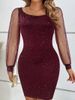 Verve 2025 New Elegant And Sexy V-neck Mesh Sleeve Evening Dress With Gold Foil Bodycon Design For Women_ecoleips.com