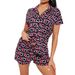 Summer Women's Home Wear Comfortable Short Sleeve Collared Button Printed Casual Modal_ecoleips.com