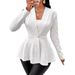 Women's Clothing new casual texture single button green fruit collar long sleeved top jacket_ecoleips.com