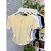 This Korean-Style, Minimalist Short-Sleeved Top Features A Summer-Friendly Modal Fabric With A V-Neck Design And Double_ecoleips.com