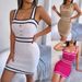 Women's Clothing Actual Shot Of Spring And Summer Casual Square Collar Button Color Blocking Waist Knitted Hip Skirt_ecoleips.com