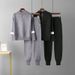 Women's European American Style Casual Pants Suit Long Sleeved Sweater Two-Piece Set_ecoleips.com