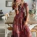 European And American Cross-Border Bohemian Style 2023 New Long Waist-Cinching Floral Print Flared Dress_ecoleips.com