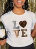 European And American Cross-border Foreign Trade Women's Leopard Letter Print Round Neck Short-sleeve T-shirt Top_ecoleips.com
