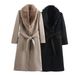 "Women's Long Lapel Wool Coat Winter Street Fashion Outerwear Classic Elegant Warm Overcoat"_ecoleips.com