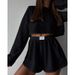2025 Spring/Summer New Women's Set Fashionable Simple Style Slim Loose Fit Top Shorts_ecoleips.com