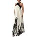 Elegant Halter Neck Backless Maxi Dress With Bow Tie Back And Flared Skirt For Summer Vacation & Evening Parties_ecoleips.com