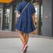 Denim Short Sleeve Slim Fit Dress A Line Skirt For Women_ecoleips.com