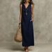 Summer Women's Sleeveless V Neck Long Dress Elegant_ecoleips.com