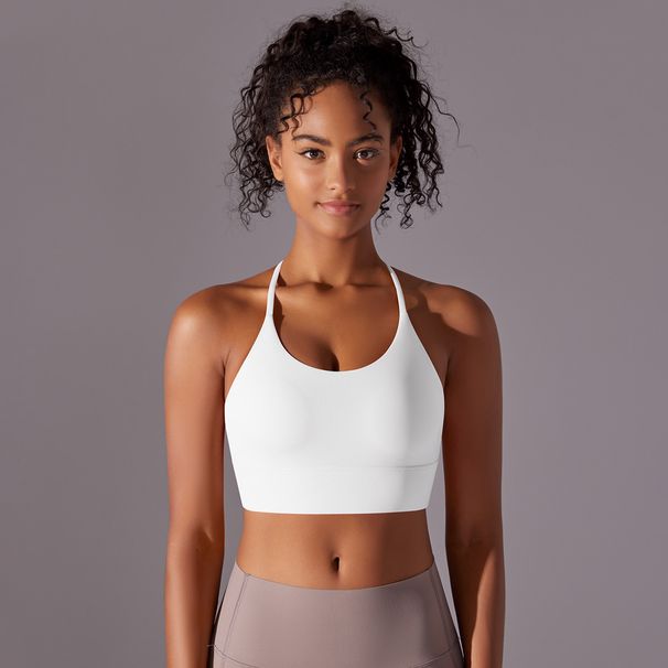 K New Solid Color Back Cross Strap Sports Running Fitness Yoga Clothing Sports Underwear For Women_ecoleips.com