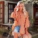 Aria Basics Aria Basics 2024 European And American Cross-border Cover-up Beach Vacation Sun Protection Mid-length Striped Women's Long-sleeve_ecoleips.com