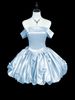 Blue off the Shoulder Satin Dress Puffy Short Princess Style for Women Suitable for Birthday Parties And Coming of Age Ceremonies_ecoleips.com
