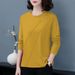 Long-Sleeved T-Shirt For Women, Loose In Autumn, Mom's Spring And Autumn Style, Belt-Covering Base Layer, Button-Up Top_ecoleips.com