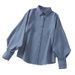 Women's Clothing White Lantern Sleeve Shirt For Women Unique Design Loose Fit Long Sleeve Collared Top Slimming Elegant New Style_ecoleips.com