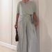 Women's Clothing Solid Color Casual Loose Comfort Round Neck Wide Leg Pants Suit_ecoleips.com