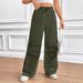 2026 Spring/Summer European And American Trade Elastic Waist Drawstring High-Waisted Pocket Design Loose_ecoleips.com