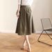 Tencel Skirt Women Fashion Temperament Feminine High Quality Elastic Waist Slim Solid Color A Line Skirt_ecoleips.com