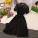 Bohemian Floral Lace Dress – Vintage Short Sleeve A-Line Midi Dress (White/Red/Black, L-XL)_ecoleips.com
