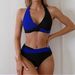 Women's Sexy Color-Block Bikini Swimsuit Set Two-Piece Fresh Cute Style American Design For Vacation_ecoleips.com