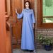 Women's Clothing New Half High Collar Heavy Industry Party Dress Middle East New Fashion MUSILIN Long Dress_ecoleips.com