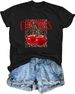 Cherry Leopard Shirts For Women Cute Fruit Cherries Tshirt Vintage Trendy Graphic Tees Aesthetic Short Sleeve Tops_ecoleips.com