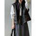 Yanshuang PU For Women, Autumn French Design Sense Plaid Lined Sleeveless Leather Vest H9863_ecoleips.com