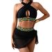 Women's 3-Piece Bikini Swimsuit Sexy Hollow Out Patchwork Design European And American Style Swimwear_ecoleips.com