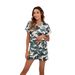 cross-border Wish European And American Summer New Fashion Camouflage Leopard Print V-neck Short-sleeve Loungewear_ecoleips.com