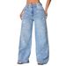 Foreign Trade European And American Cross-border Women's Rhinestone-washed Jeans, Plus-size Low-waist Loose Buttoned_ecoleips.com