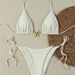 Women's Sexy Fashion Solid Color Bikini Set Metallic Triangle Two Piece Cross Strap Swimsuit For Spring/Summer/Autumn Vacation_ecoleips.com