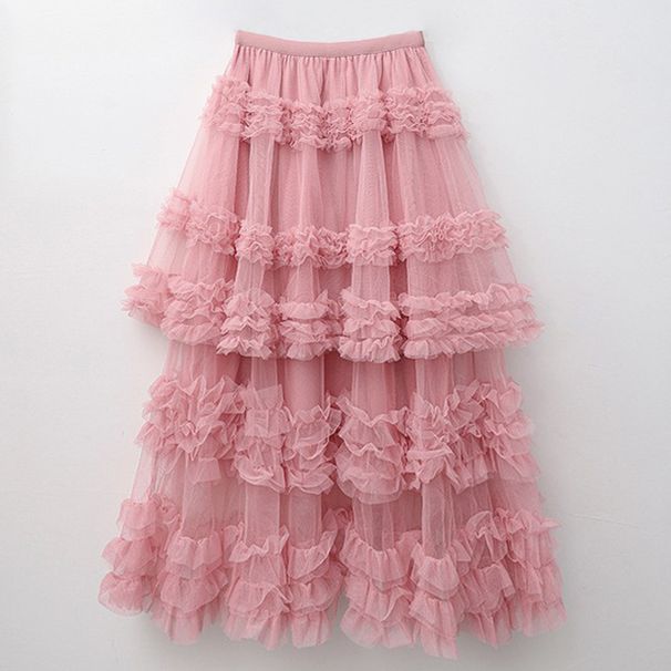 New Heavy Duty Long Skirt With Multi Layer Cake Skirt And Tutu Skirt High Waist All Match Solid Color A Line Multi Layer Cross Border_ecoleips.com
