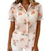 Women's Clothing Summer New Arrival Women's Puff Sleeve Rose Print Sheer Shirt_ecoleips.com