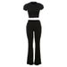 Audday 2024 Spring New Sexy Slim Fit Crop Top Short Sleeve T-Shirt High Waist Tight Casual Long Pants Set_ecoleips.com
