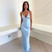 Elegant V Neck off Shoulder Slim Fit Dress for Women with Back Tie European And American Style Thin Strap Cross Border Clothing 2025_ecoleips.com