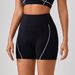 High Waist Contrast Color Yoga Pants for Women Tight Nude Feeling No Embarrassing Line Peach Hip Three Point Fitness Trousers_ecoleips.com