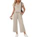 Summer Women's Two Piece Set Round Neck Short Sleeve Cropped Pants Casual Fashionable_ecoleips.com