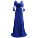 Women's Clothing Lace Evening Dress Applique Bride Toast Dress Three Quarter Sleeve Low Round Neck Banquet Evening Dress_ecoleips.com