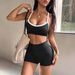 Women's Yoga Sports Bra & Shorts Set – Breathable Polyester Workout Outfit For Gym & Running (Black, S-Xl)_ecoleips.com