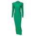2024 New Summer Fashion Elegant Round Neck Solid Color Slim Fit Long Sleeve Dress Wholesale From European And American_ecoleips.com