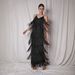 Stylish V Neck Sleeveless Tassel Decor Long Dress Fashion Cocktail Party Prom Evening Gown_ecoleips.com