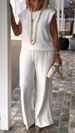 Women's Clothing Spring And Summer Newwomen's Solid Color Round Neck Sleeveless Top And Pants Set_ecoleips.com